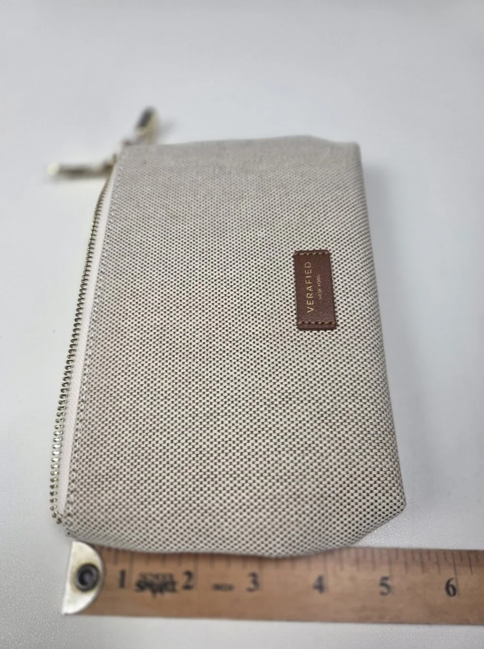 VERAFIELD Beige Canvas Zip Pouch NEW